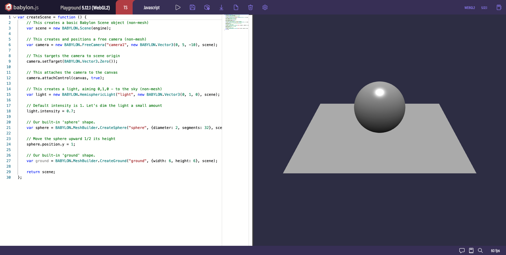 babylonjs 공식홈페이지 설명 이미지